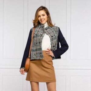 Tory Burch Sammy Navy /White Multicolor Tweed Jacket NWOT